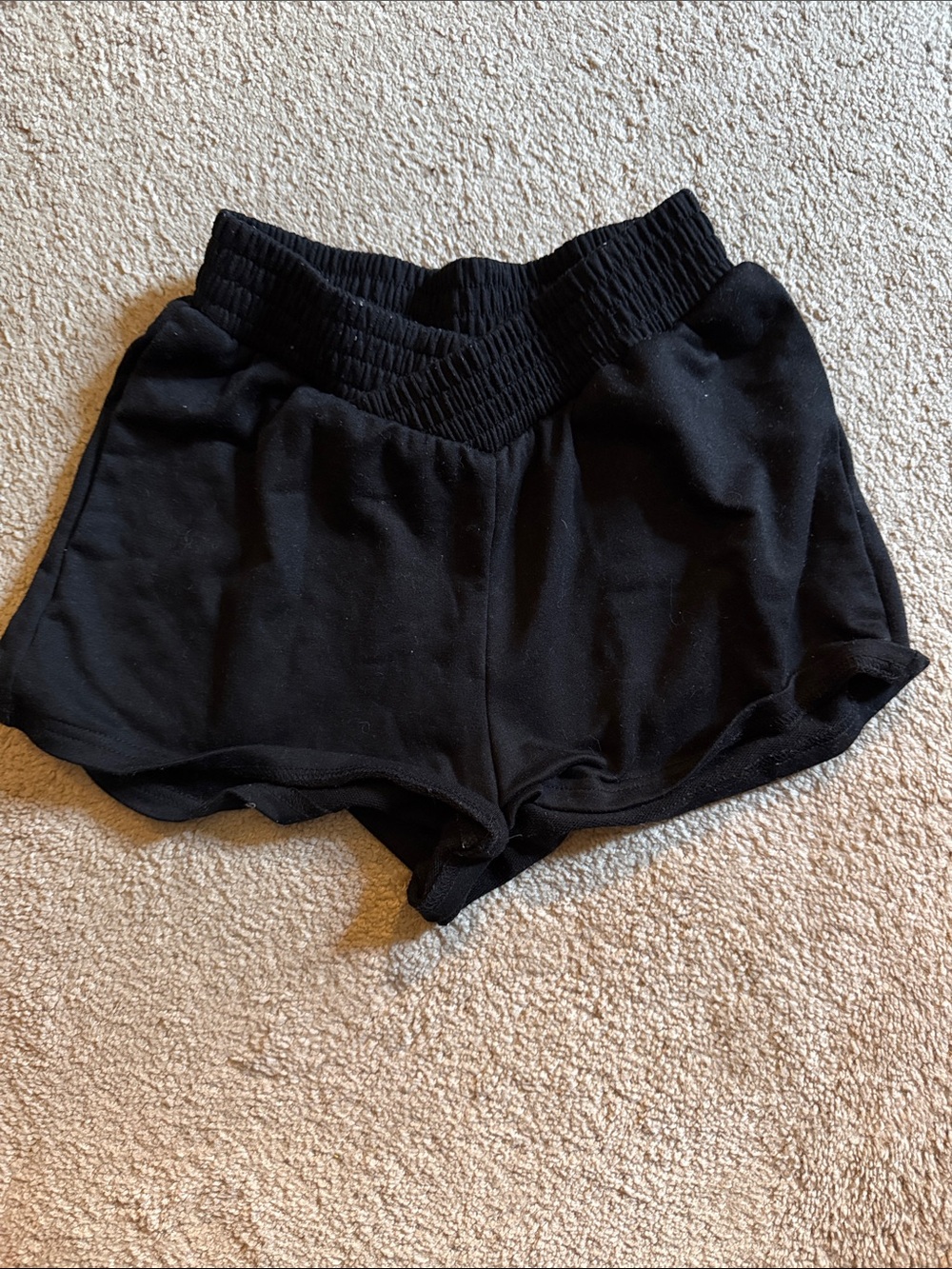 Women's Black Elastic-Waist Lounge Shorts